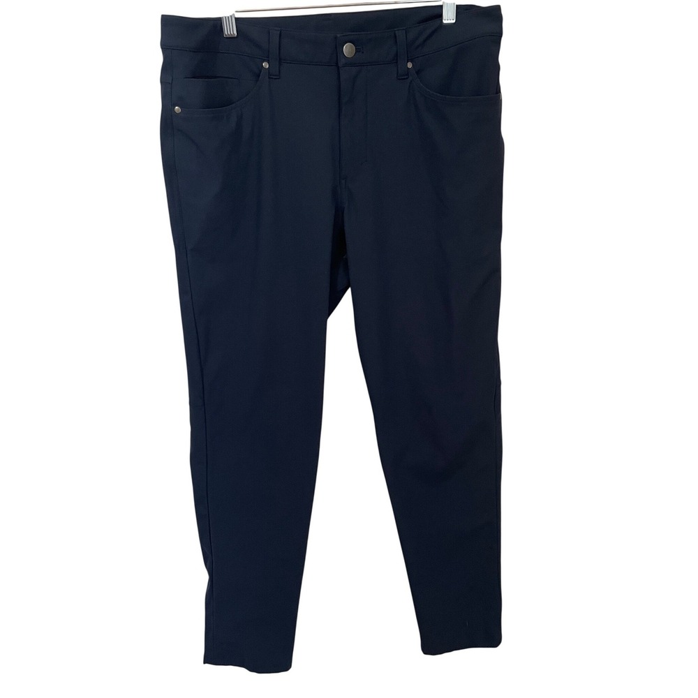 Lululemon ABC Pant Slim Warpstreme Navy Blue Mens 34 x 30 Technical Trousers